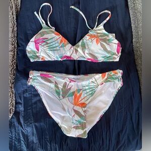 Roxy Multicolor Leaf Print Bikini
